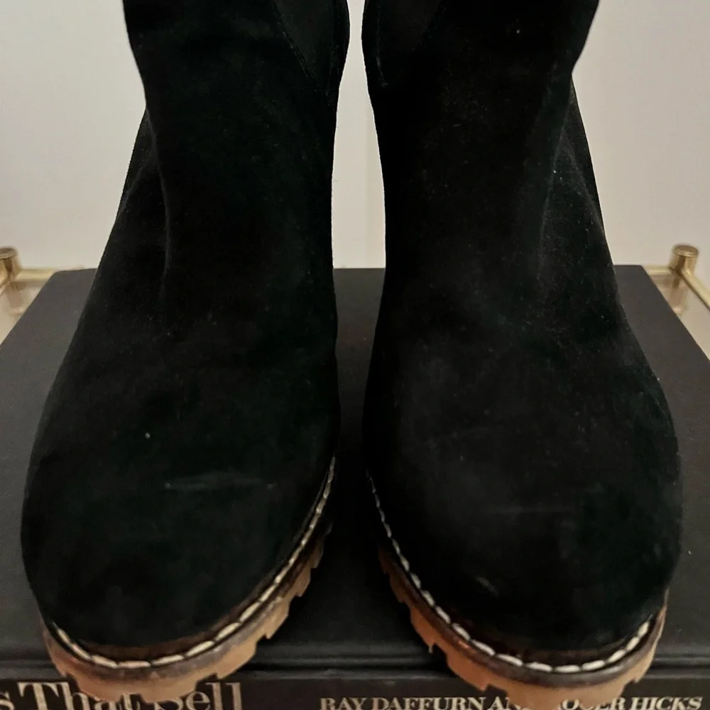Tory Burch Fall Winter Ankle Black Boots with block wooden Heeled